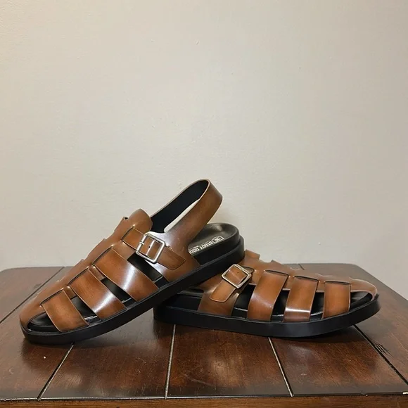Stacy Adams Men’s Cognac Montego Slingback Buckle Sandal Sz 9 - Picture 3 of 8